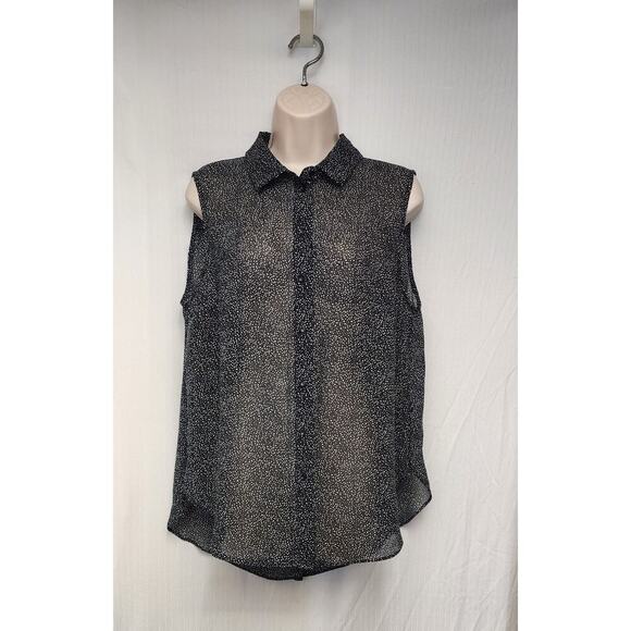 H&M Women's Spotted Sheer Sleeveless Tunic Blouse Size 12 - Picture 2 of 6